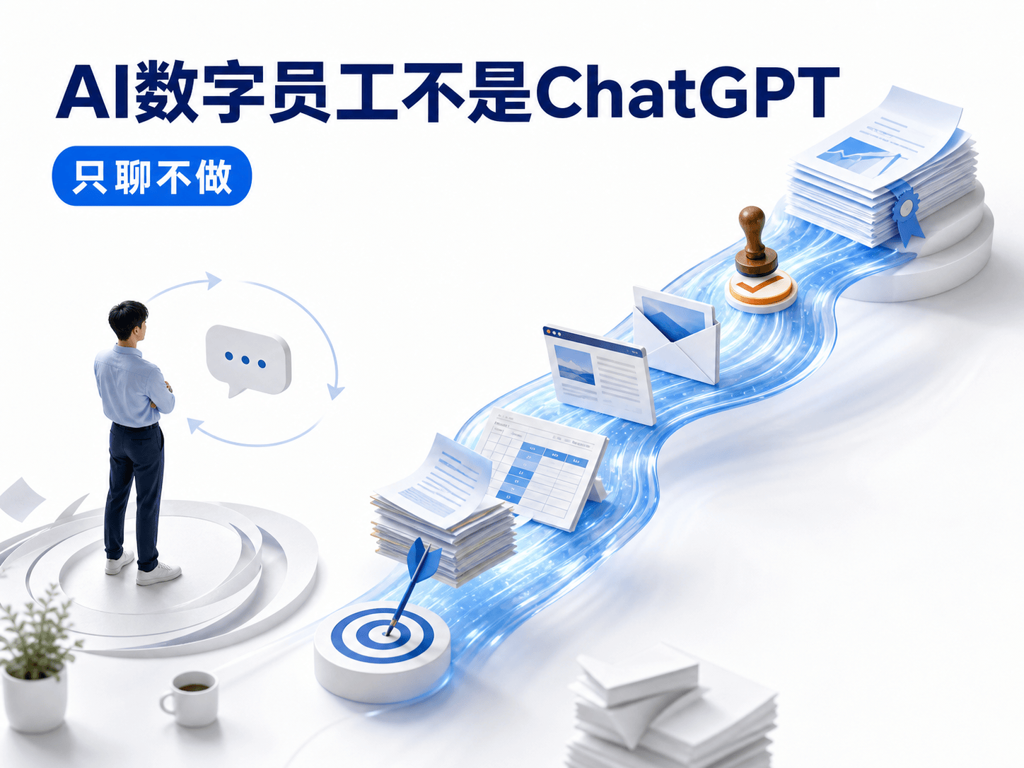 先搞清楚:AI数字员工不是ChatGPT流程示意图